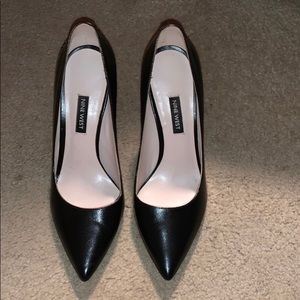 Nine West black leather heels